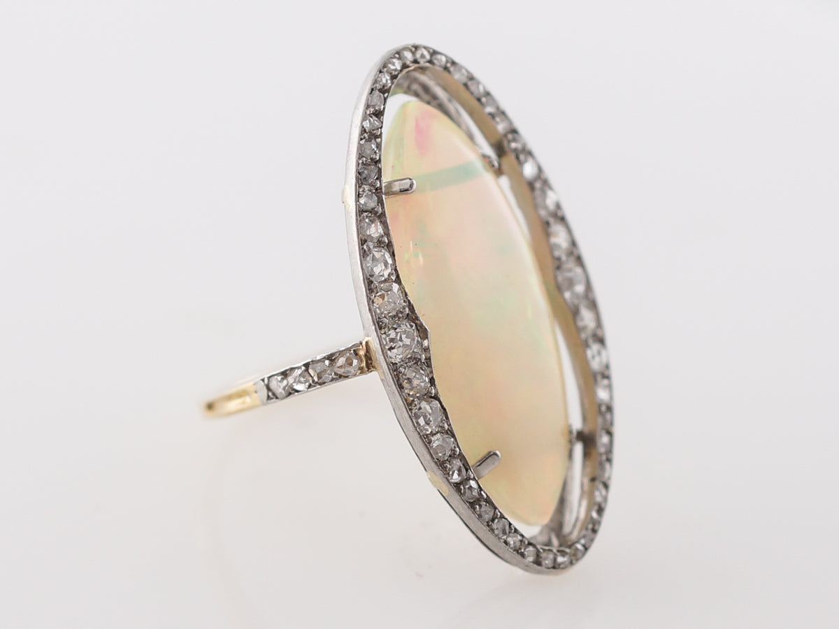 Victorian Opal & Diamond Cocktail Ring in Sterling Silver & Gold
