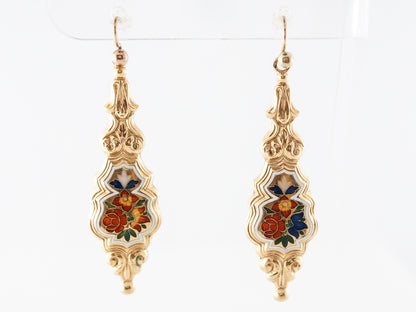 Vintage Victorian Engraved Earrings 14k Yellow Gold