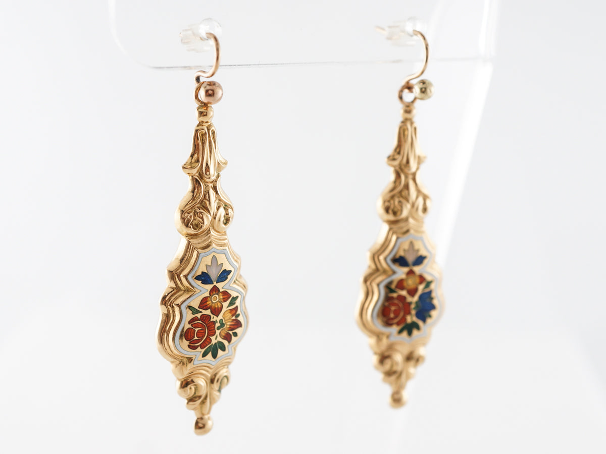 Vintage Victorian Engraved Earrings 14k Yellow Gold