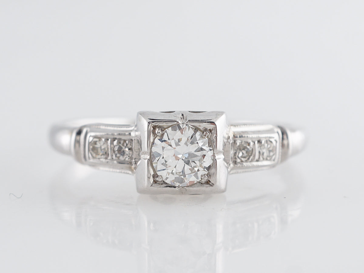 Deco .30 Old European Cut Engagement Ring in White Gold