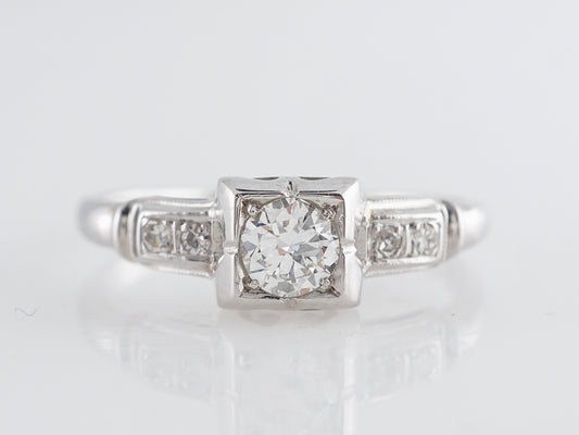 Deco .30 Old European Cut Engagement Ring in White Gold