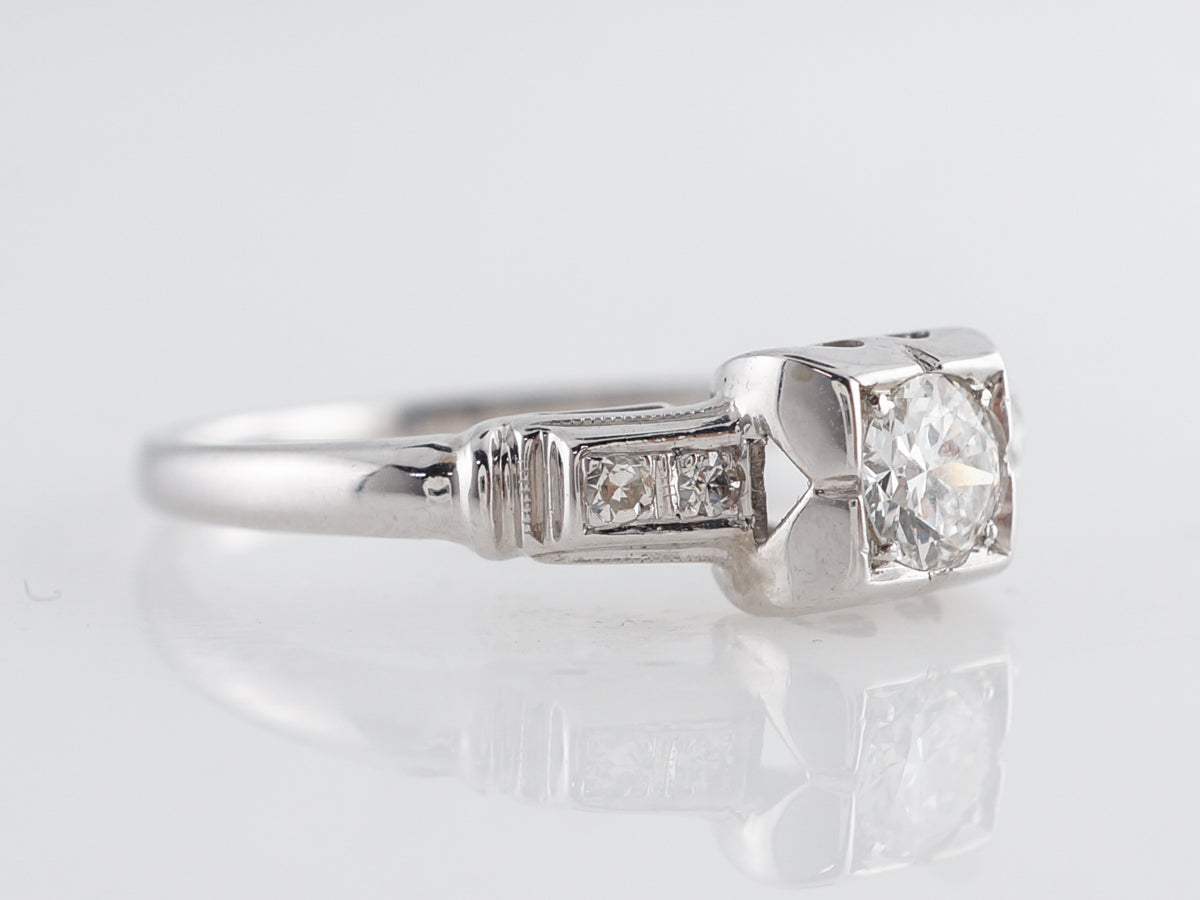 Deco .30 Old European Cut Engagement Ring in White Gold