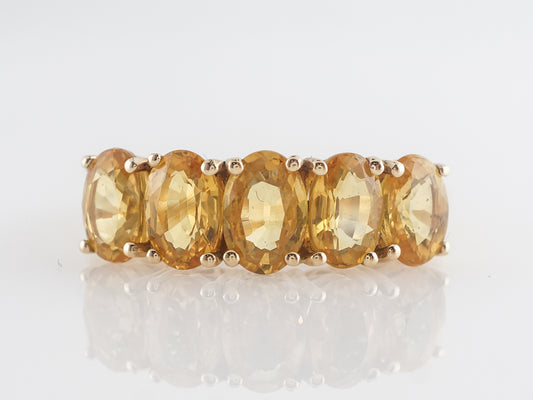 Mid-Century Five Stone Citrine Ring in 14k Yellow Gold