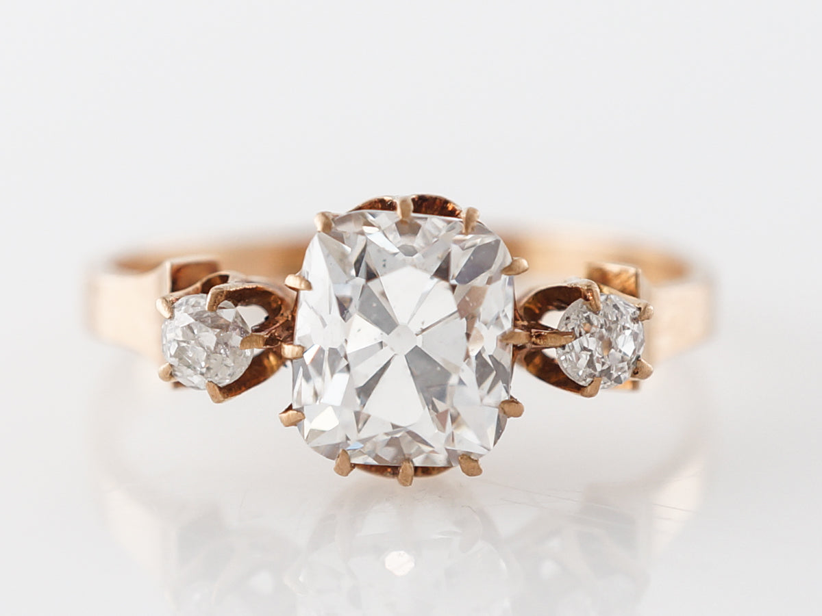 Victorian Cushion Cut Diamond Engagement Ring in Rose Gold