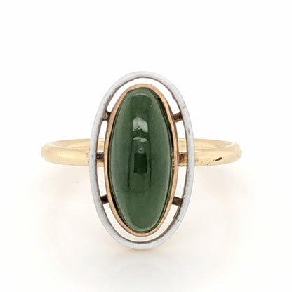 Victorian Jade Right Hand Ring  in 14k Yellow Gold