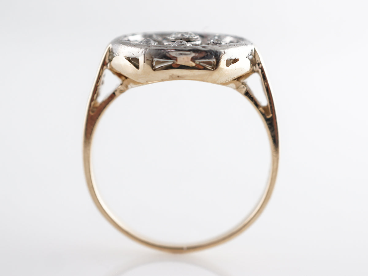 Victorian Filigree Cocktail Ring in 14K Yellow Gold