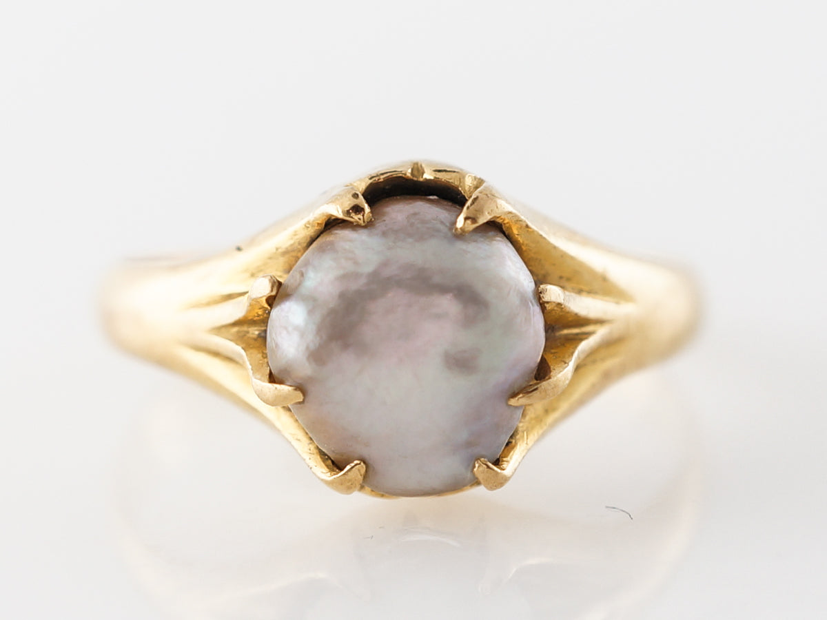 Vintage Victorian Pearl Ring in 18k Yellow Gold