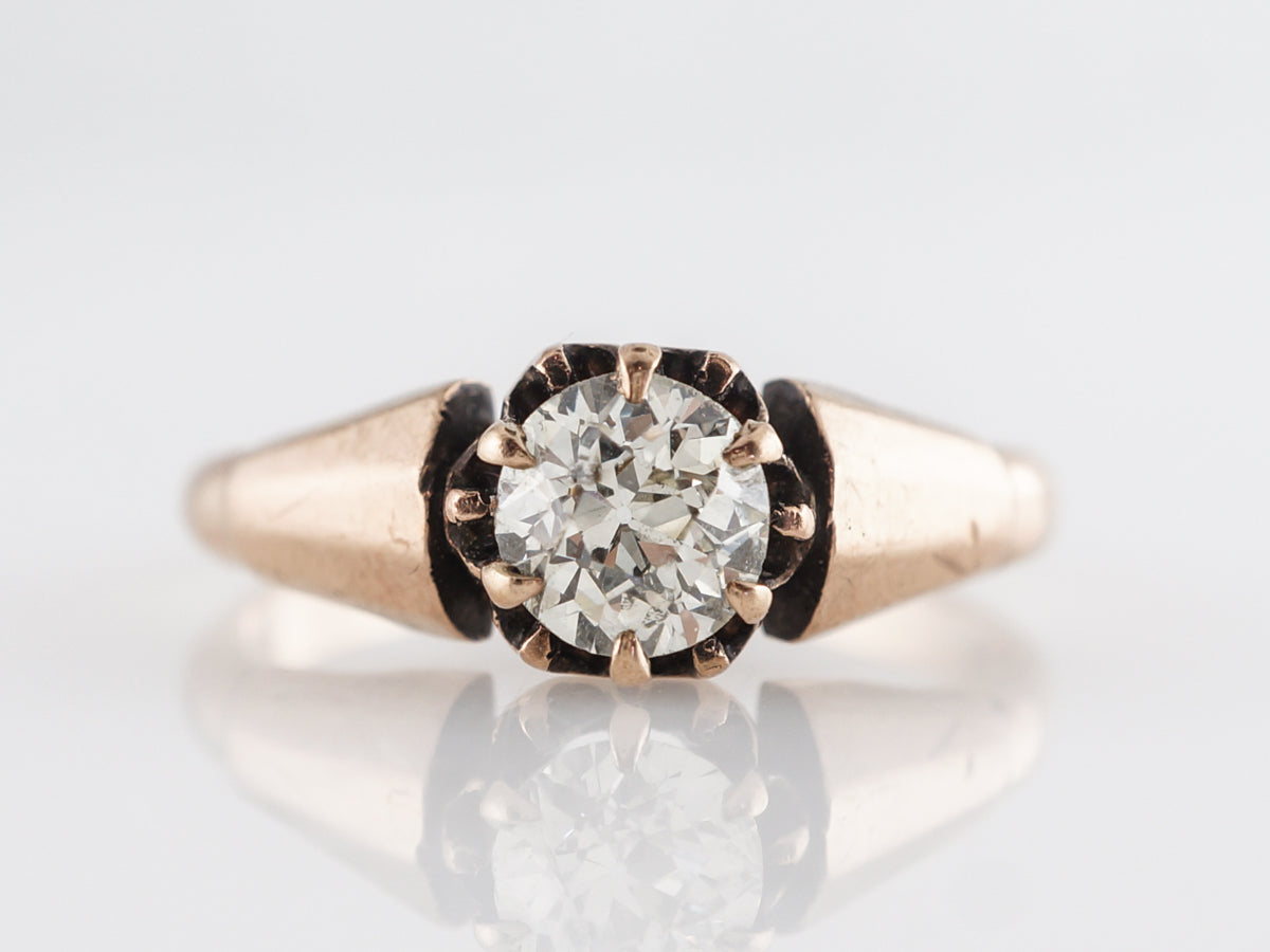 Victorian Old Euro Diamond Engagement Ring in 14K Rose Gold