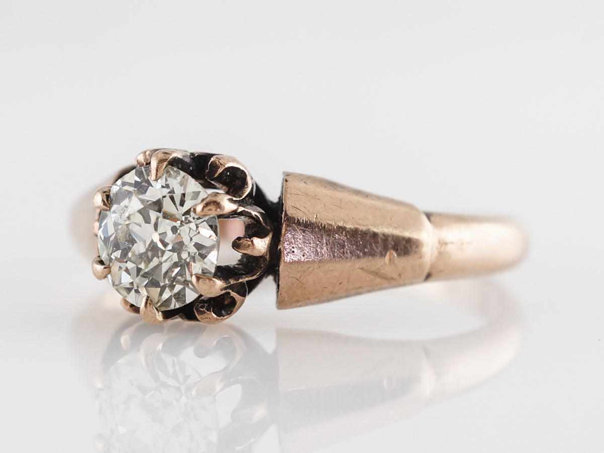 Victorian Old Euro Diamond Engagement Ring in 14K Rose Gold