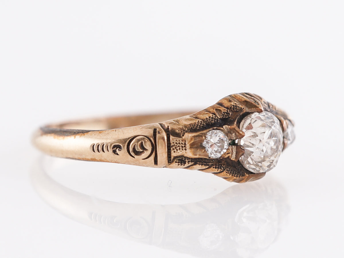 Antique Victorian Diamond Engagement Ring in 14K Yellow Gold