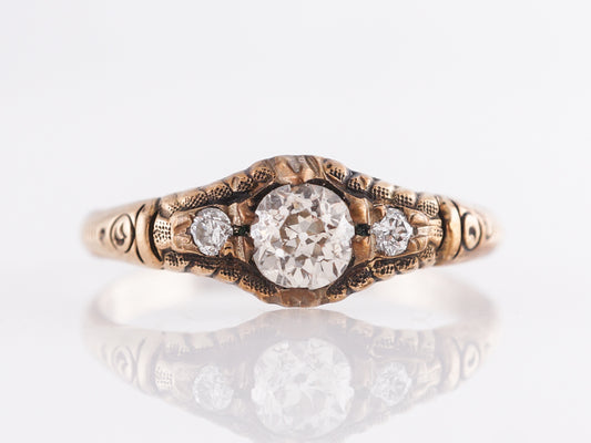 Antique Victorian Diamond Engagement Ring in 14K Yellow Gold