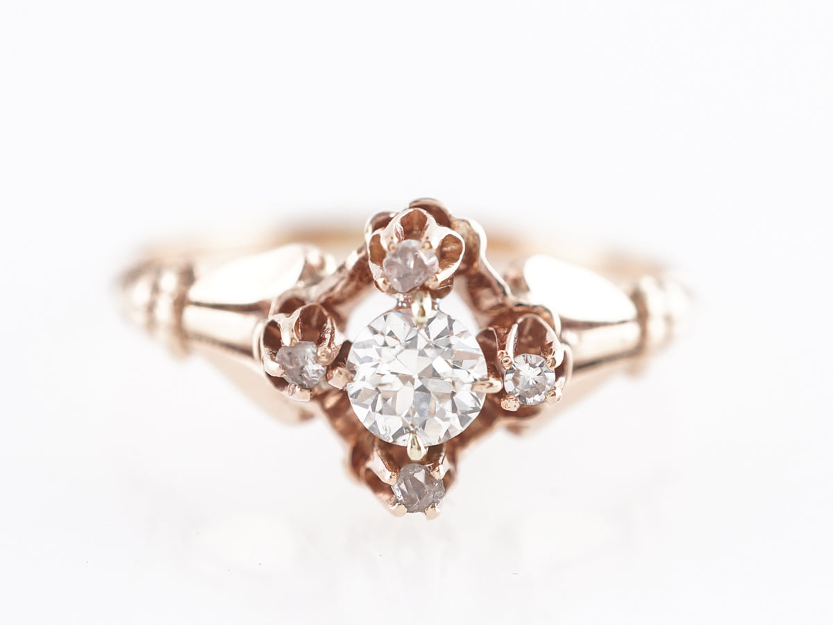Victorian Old Euro Diamond Engagement Ring in 14K