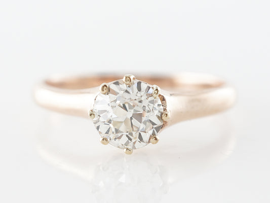 Victorian Old Euro Diamond Engagement Ring in Yellow Gold