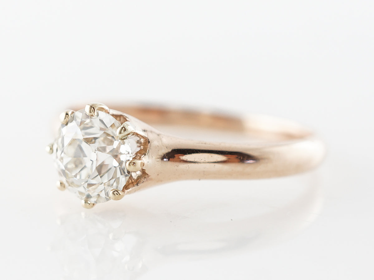 Victorian Old Euro Diamond Engagement Ring in Yellow Gold