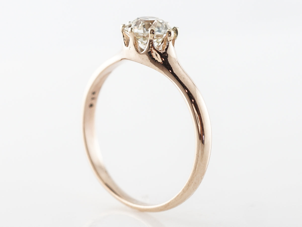 Victorian Old Euro Diamond Engagement Ring in Yellow Gold