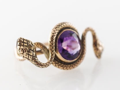 Victorian Amethyst Snake Ring in 14k Yellow Gold