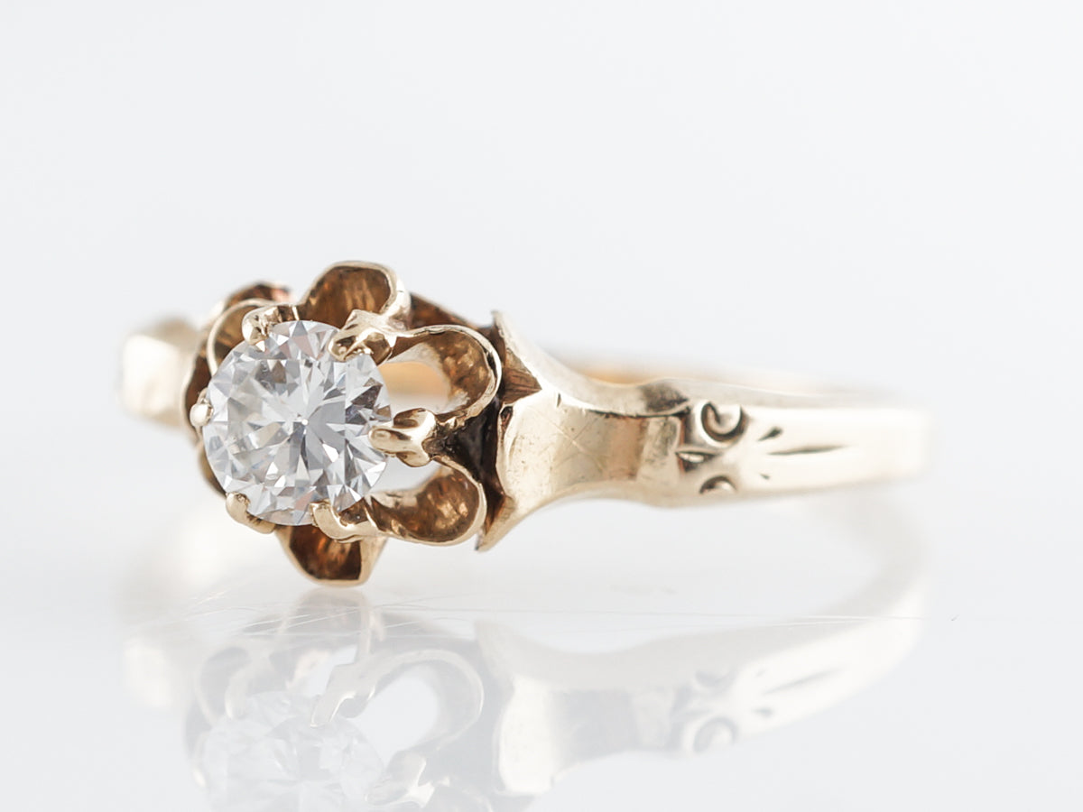 Victorian Old European Cut Diamond Engagement Ring 14k Yellow Gold