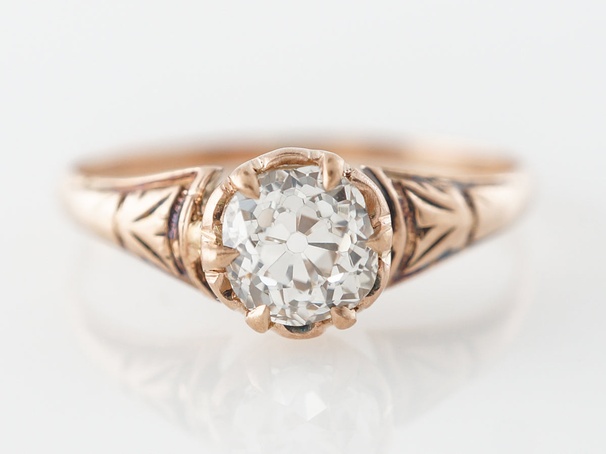 Victorian Old Mine Diamond Engagement Ring in Rose Gold