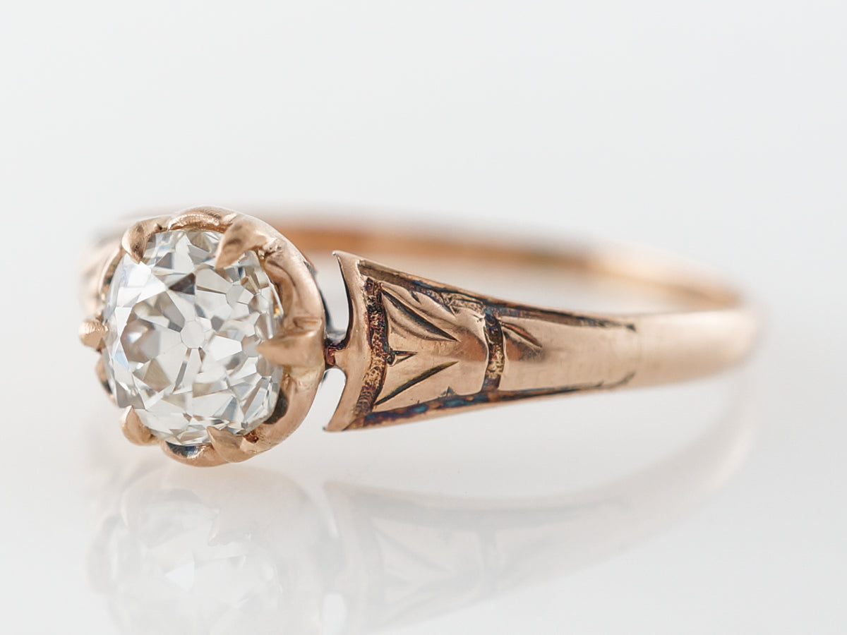 Victorian Old Mine Diamond Engagement Ring in Rose Gold