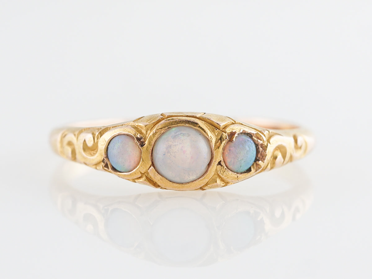 Victorian Opal Cabochon Cocktail Ring in 14k Yellow Gold