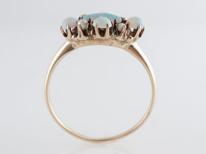 Victorian Opal & Pearl Cocktail Ring in 10k Yellow Gold