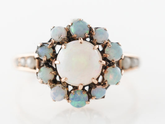 Victorian Opal Halo Ring in 12k Rose Gold