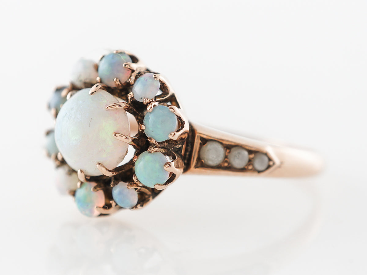 Victorian Opal Halo Ring in 12k Rose Gold