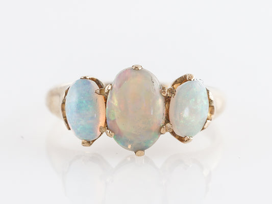 Victorian Three Stone Opal Right Hand Ring 14k