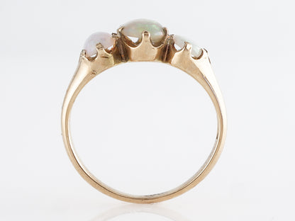 Victorian Three Stone Opal Right Hand Ring 14k