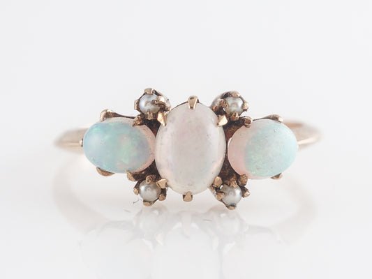 Victorian Opal and Pearl Cocktail Ring 14k