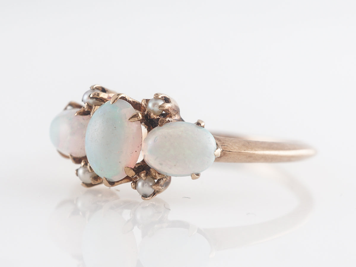 Victorian Opal and Pearl Cocktail Ring 14k