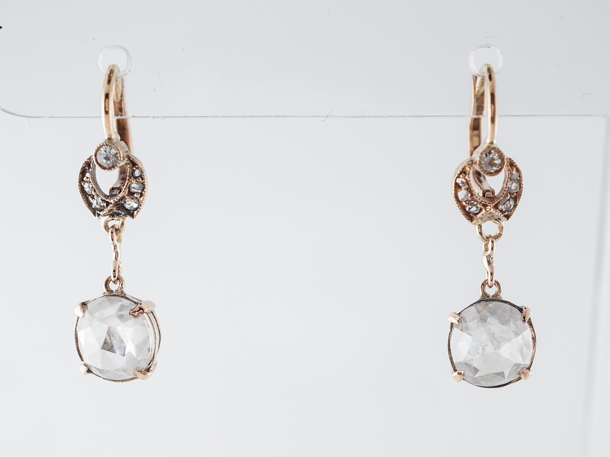 Victorian Diamond Earrings w/ Rose Cuts in Rose Gold