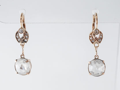 Victorian Diamond Earrings w/ Rose Cuts in Rose Gold