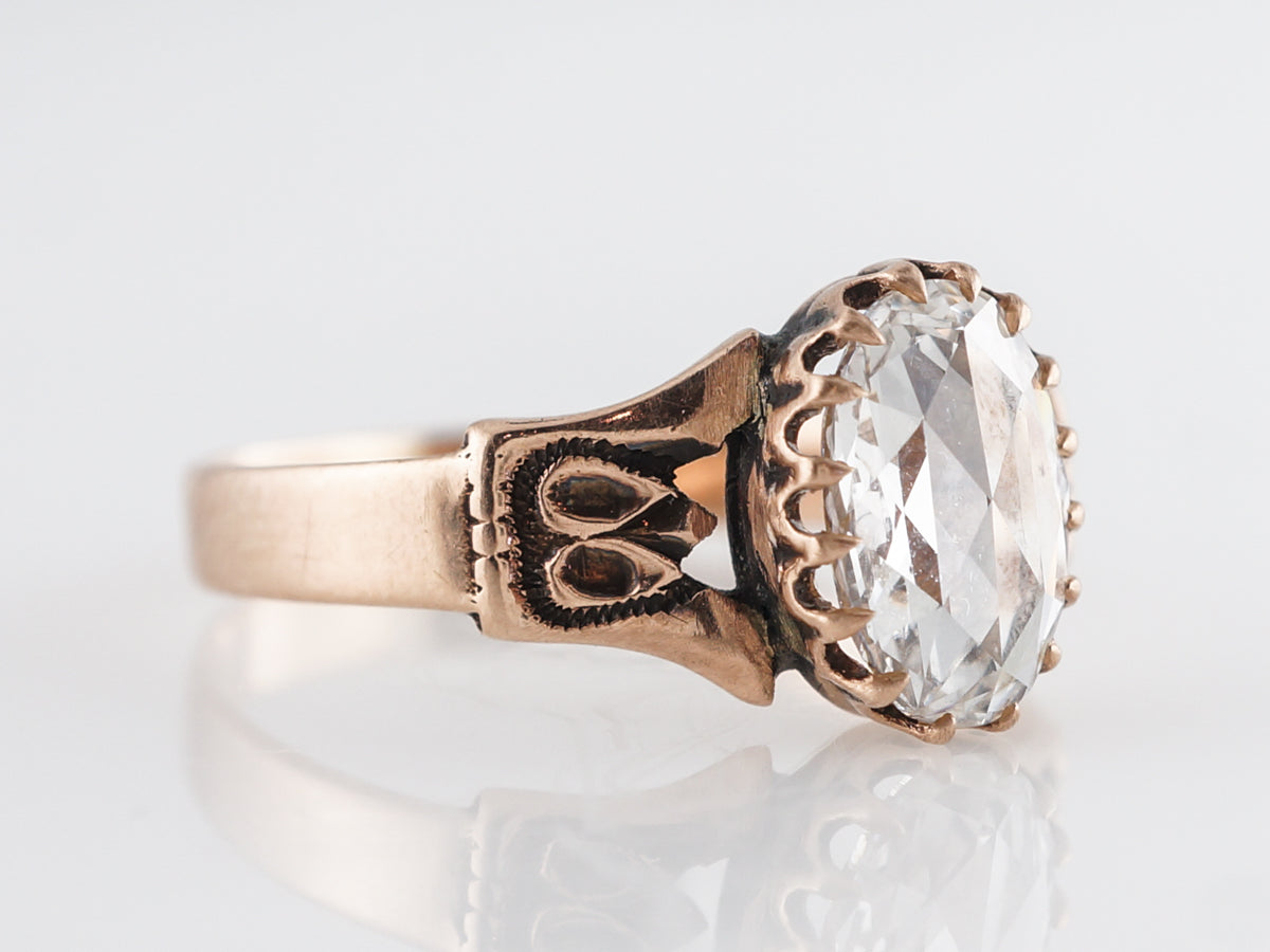 Victorian Rose Cut Diamond Engagement Ring in 14K Rose Gold