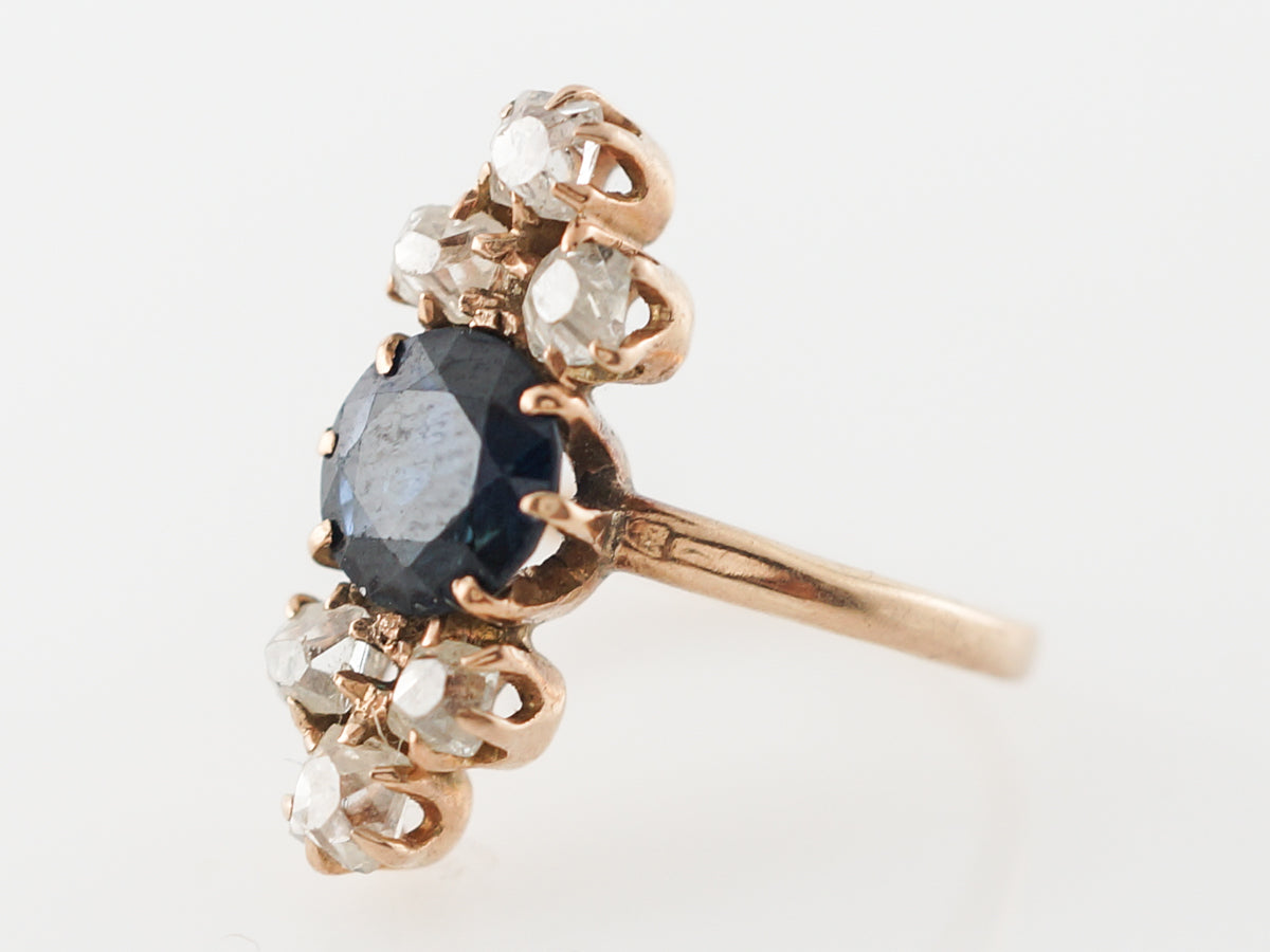 Victorian Sapphire & Diamond Cocktail Ring in 14k