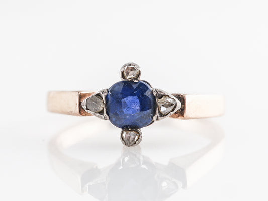 Victorian Sapphire and Diamond Ring in Rose Gold and Platinum