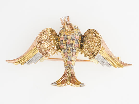 Victorian Swallow Pendant in 14k Yellow & Rose Gold