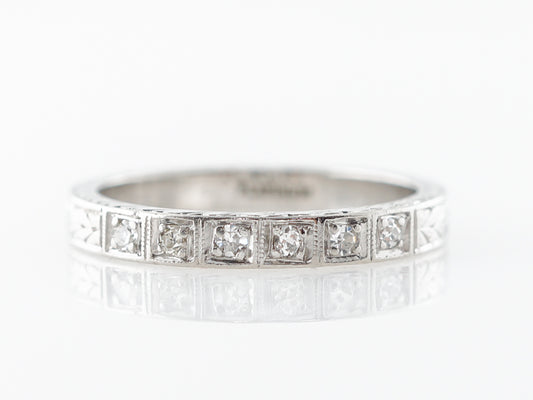 Vintage Diamond & Engraved Wedding Band in Platinum