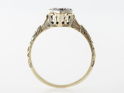Vintage Diamond Filigree Engagement Ring in Yellow Gold