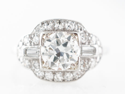 Vintage Transitional Cut Diamond Engagement Ring in Platinum