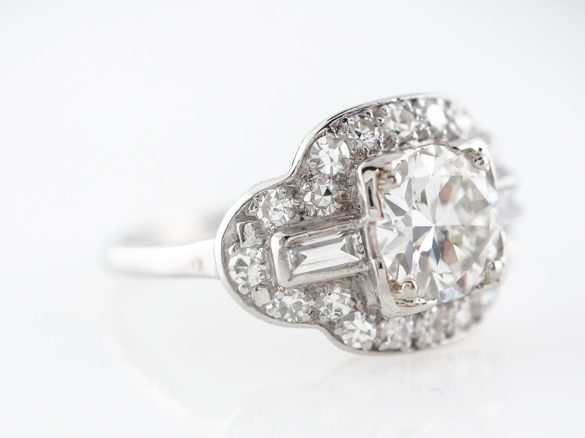 Vintage Transitional Cut Diamond Engagement Ring in Platinum
