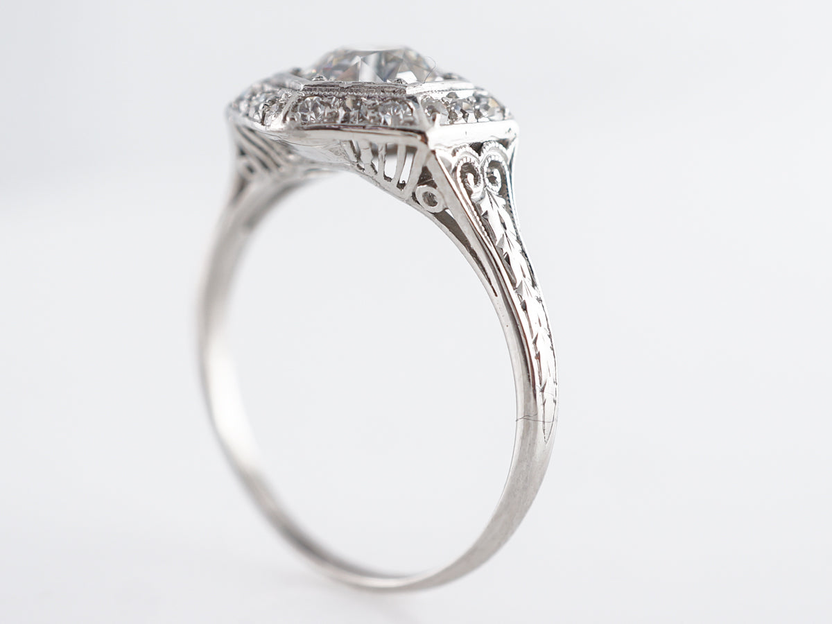Geometric Vintage Diamond Engagement Ring Platinum