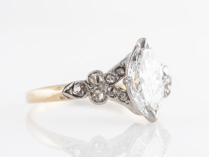 Vintage Edwardian Marquise Diamond Engagement Ring Platinum & 14k