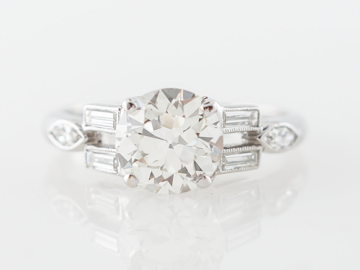 Geometric Art Deco Engagement Ring w/ 1 Carat Center Diamond