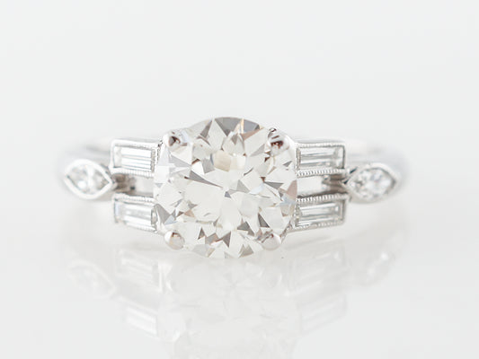 Geometric Art Deco Engagement Ring w/ 1 Carat Center Diamond