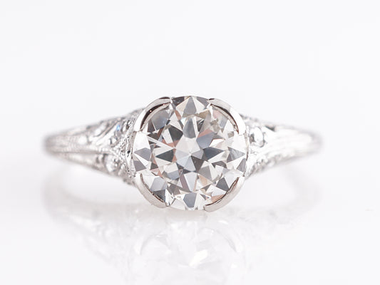 Stunning Vintage 1.30 Carat European Cut Diamond Platinum Engagement Ring