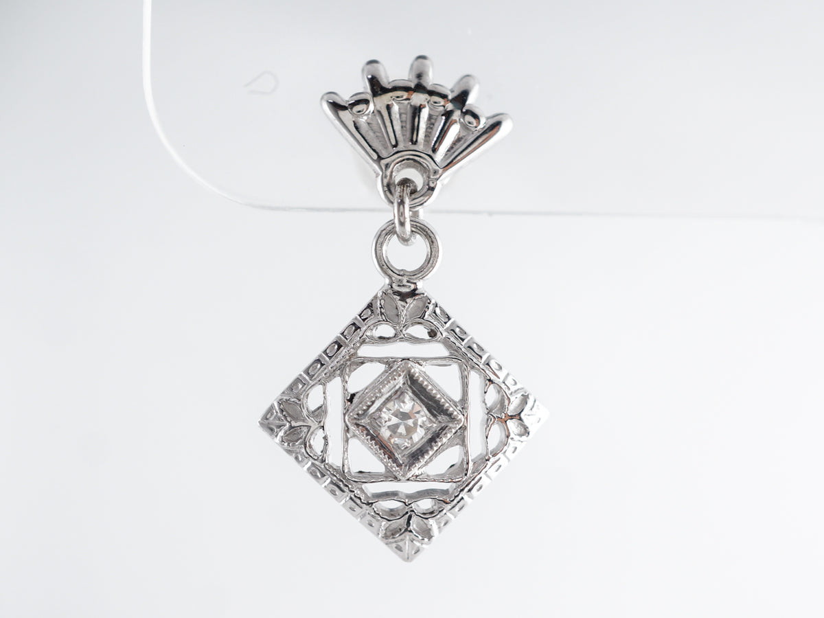 Vintage 1930's Geometric Earrings w/ Diamonds 10k