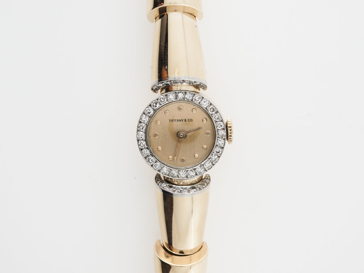 Vintage Tiffany & Co Diamond Watch in Yellow Gold