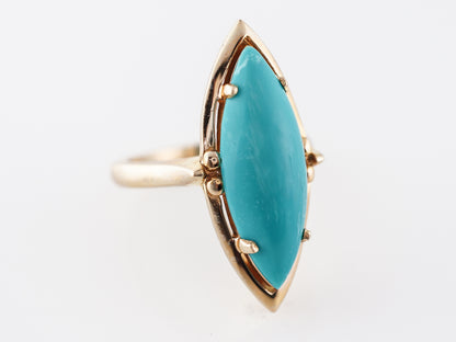 Vintage 1960's Cabochon Turquoise Cocktail Ring 14k