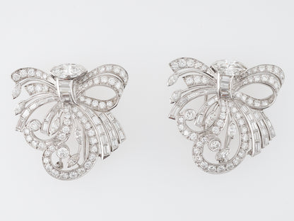 Antique Art Deco Earrings w/ Various Diamond Cuts in White Gold